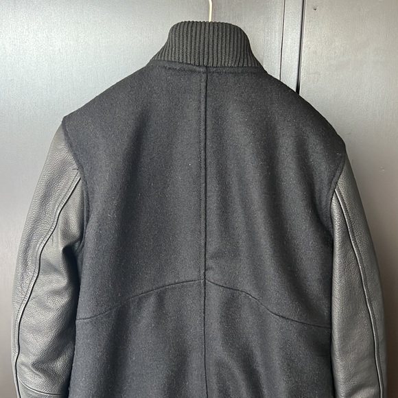 OAK Leather Sleeve Varsity Long Coat - Picture 11 of 14